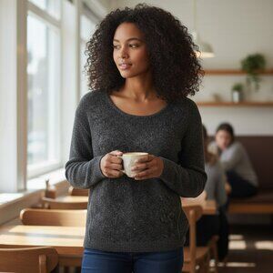 A Little Extra Spice Womens 3X Dark Gray Rabbit Hair Angora Blend Sweater